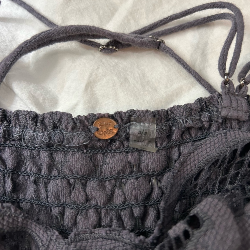 FREE PEOPLE ONE Adella Slip Dress Charcoal Purple S - Picture 8 of 15